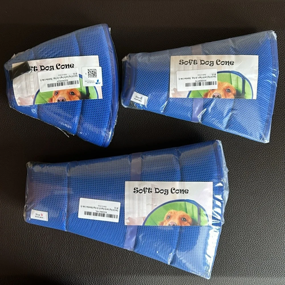 Extra soft, flexible, and adjustable dog cone collars